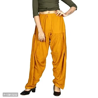 FABOO Women's Regular Fit Cotton Patiyala Salwar/Readymade Salwar (Yellow, L)