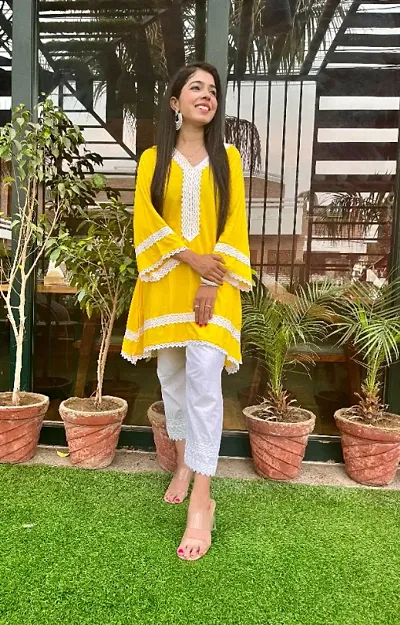 Yellow designer lace PAKISTHANI STYLE kurta set