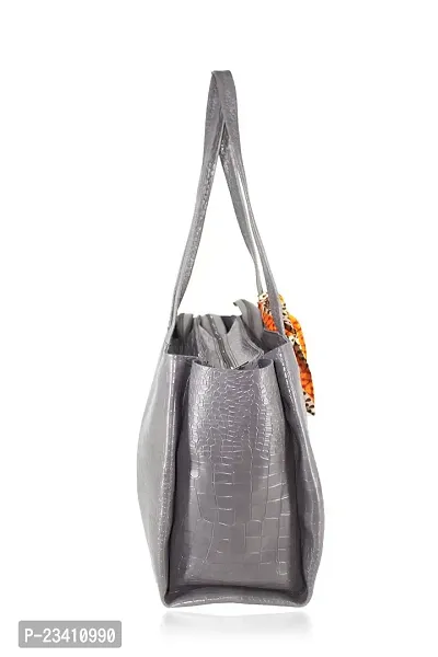STYLZI Womens Handbag/Ladies Shoulder Bag/Girls tote bag/Croc Pattern/Office Bag for women/Shoulder Hobo Daytrip Handbag For Women (Grey)-thumb5