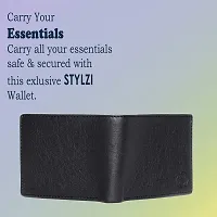 STYLZI Artificial Leather Wallet for Men || Handcrafted PU Leather Wallet with Transparent Multiple Credit/Debit Card Slots || 2 Currency Compartments| 1 Zip Coin Pocket (Black).-thumb3