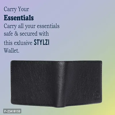 STYLZI Artificial Leather Wallet for Men || Handcrafted PU Leather Wallet with Transparent Multiple Credit/Debit Card Slots || 2 Currency Compartments| 1 Zip Coin Pocket (Black).-thumb4