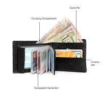 STYLZI Artificial Leather Wallet for Men || Handcrafted PU Leather Wallet with Transparent Multiple Credit/Debit Card Slots || 2 Currency Compartments| 1 Zip Coin Pocket (Black).-thumb2