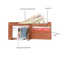 STYLZI Artificial Leather Wallet for Men || Handcrafted PU Leather Wallet with Transparent Multiple Credit/Debit Card Slots || 2 Currency Compartments| 1 Zip Coin Pocket (Tan).-thumb4