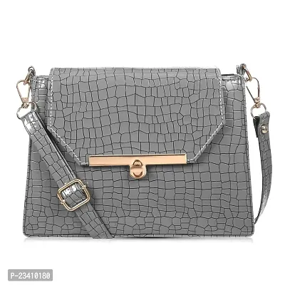 STYLZI Women Sling Bag Crossbody Bag- Flap closure Croco Texture sling bag, a mix of professional style and modern elegance. The printed Designer pattern is ideal for parties, weddings, offices, tours, colleges, and more.-thumb0