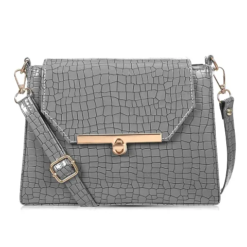 STYLZI Women Sling Bag Crossbody Bag- Flap closure Croco Texture sling bag, a mix of professional style and modern elegance. The printed Designer pattern is ideal for parties, weddings, offices, tours, colleges, and more.