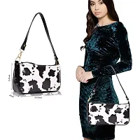 STYLZI Shoulder Bags For Women Mini Handbags Small Size Stylish Ladies Purse With Croc Pattern/Synthetic Leather Retro Croco Style Classic Fancy Hobo Shoulder Daytrip Sling bag For Women (Black  White Print)-thumb3