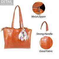 STYLZI Womens Handbag/Ladies Shoulder Bag/Girls tote bag/Croc Pattern/Office Bag for women/Shoulder Hobo Daytrip Handbag For Women (Tan)-thumb3