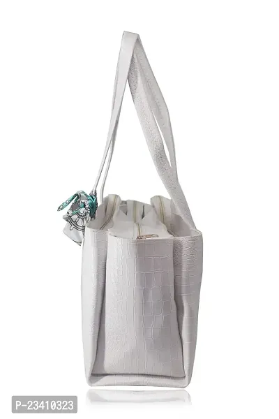 STYLZI Womens Handbag/Ladies Shoulder Bag/Girls tote bag/Croc Pattern/Office Bag for women/Shoulder Hobo Daytrip Handbag For Women (White)-thumb5