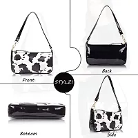STYLZI Shoulder Bags For Women Mini Handbags Small Size Stylish Ladies Purse With Croc Pattern/Synthetic Leather Retro Croco Style Classic Fancy Hobo Shoulder Daytrip Sling bag For Women (Black  White Print)-thumb2