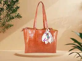 STYLZI Womens Handbag/Ladies Shoulder Bag/Girls tote bag/Croc Pattern/Office Bag for women/Shoulder Hobo Daytrip Handbag For Women (Tan)-thumb4