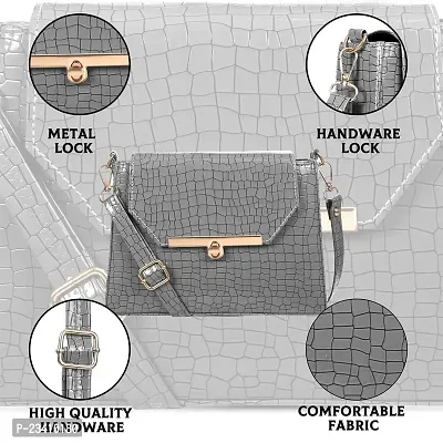 STYLZI Women Sling Bag Crossbody Bag- Flap closure Croco Texture sling bag, a mix of professional style and modern elegance. The printed Designer pattern is ideal for parties, weddings, offices, tours, colleges, and more.-thumb5