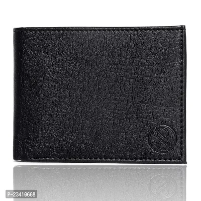 Stylzi Men Black Artificial Leather Wallet (11 Card Slots)