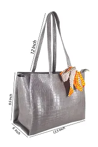 STYLZI Womens Handbag/Ladies Shoulder Bag/Girls tote bag/Croc Pattern/Office Bag for women/Shoulder Hobo Daytrip Handbag For Women (Grey)-thumb1