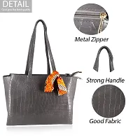 STYLZI Womens Handbag/Ladies Shoulder Bag/Girls tote bag/Croc Pattern/Office Bag for women/Shoulder Hobo Daytrip Handbag For Women (Grey)-thumb3