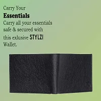 Stylzi Men Black Artificial Leather Wallet (11 Card Slots)-thumb3