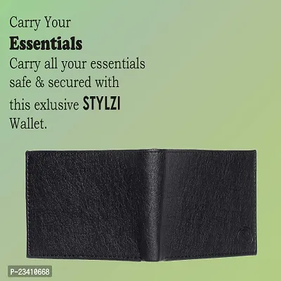 Stylzi Men Black Artificial Leather Wallet (11 Card Slots)-thumb4