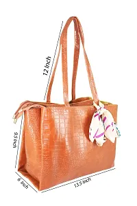 STYLZI Womens Handbag/Ladies Shoulder Bag/Girls tote bag/Croc Pattern/Office Bag for women/Shoulder Hobo Daytrip Handbag For Women (Tan)-thumb1