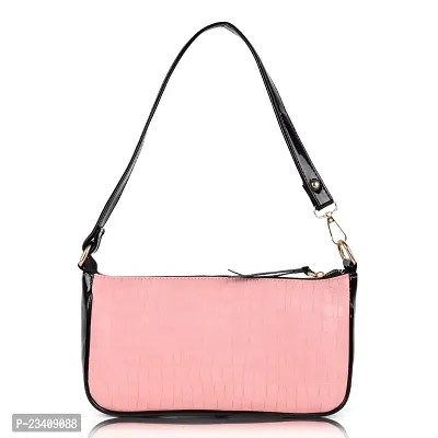 STYLZI Shoulder Bags For Women Mini Handbags Small Size Stylish Ladies Purse With Croc Pattern/Synthetic Leather Retro Croco Style Classic Fancy Hobo Shoulder Daytrip Sling bag For Women (Pink)-thumb0