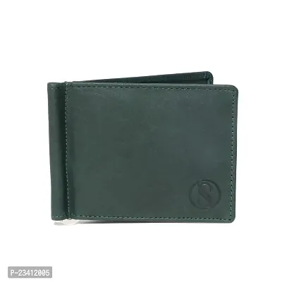 STYLZI Money Clip Leather Bi-Fold Slim Wallet with Card Holder  Money Clipper. Wallet for Men, Thin Wallet for Men Slim (Green)