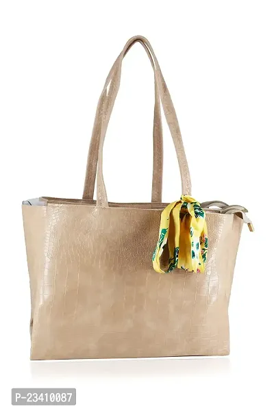 STYLZI Womens Handbag/Ladies Shoulder Bag/Girls tote bag/Croc Pattern/Office Bag for women/Shoulder Hobo Daytrip Handbag For Women (Beige)-thumb0