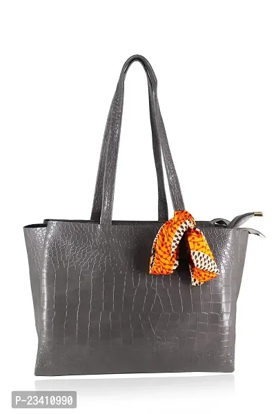 STYLZI Womens Handbag/Ladies Shoulder Bag/Girls tote bag/Croc Pattern/Office Bag for women/Shoulder Hobo Daytrip Handbag For Women (Grey)-thumb0