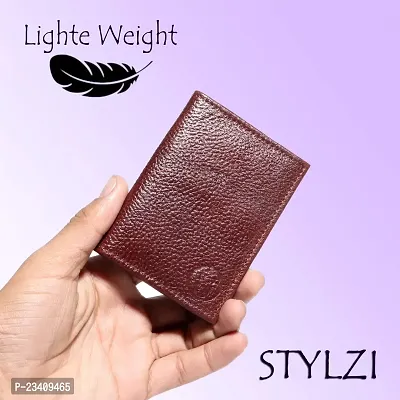 STYLZI Geniune Leather Stylish Travel Bi-Fold Slim Wallet for Men-thumb3