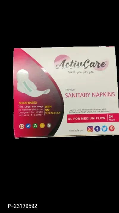 Ultra Thin Sanitary Napkins With Antibacterial Anion Chip And Dry Gel Technology Xl 24 Pcs