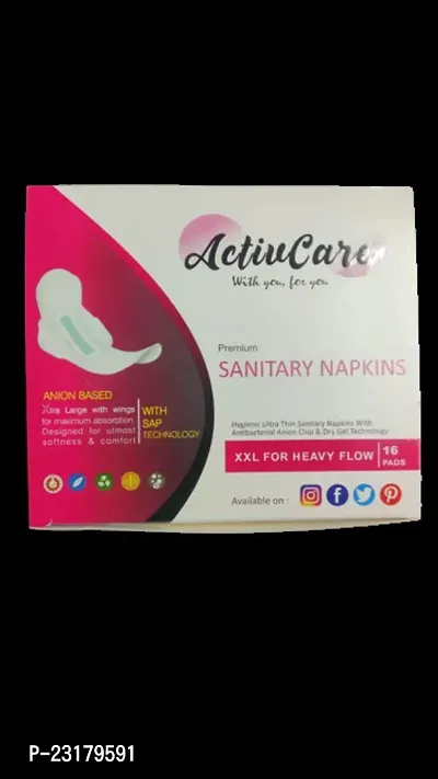 Sanitary Napkins Hygienic Ultra-Thin Sanitary Napkins With Antibacterial Anion Chip And Dry Gel Technology XXL For Heavy Flow 16 Pads