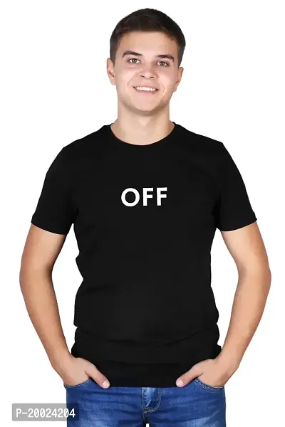 NO CUFF Off Men's Black Half Sleeve Casual Regular Fit T-Shirt (M)