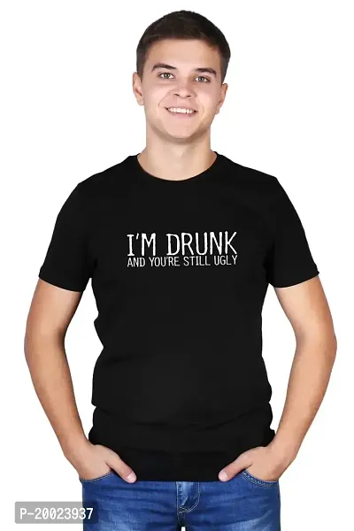 NO CUFF I'm Drunk Latest Fashion T-Shirt for Men's Essential T-Shirt Short Sleeve Tee Super Soft Cotton Sarcastic Graphic Novelty Funny Quotes Tshirt, Casual Regular Fit Black T-Shirt-thumb0