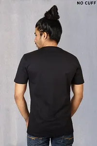 NO Cuff Round Neck Half Sleeve Cotton Printed T Shirt for Men |XL||Black|-thumb1