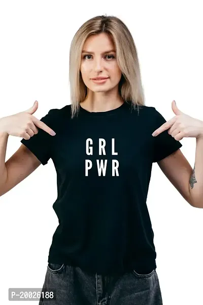 NO CUFF GRL PWR Latest Fashion T-Shirt for Women's Essential T-Shirt Short Sleeve Tee Super Soft Cotton Sarcastic Graphic Novelty Funny Quotes Tshirt, Casual Regular Fit Black T-Shirt(XL)-thumb0