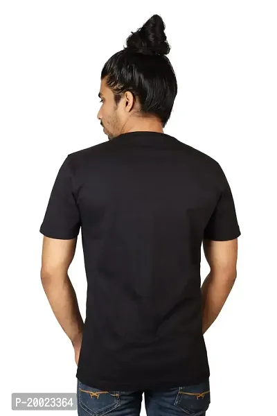 No Cuff Men's Black Color Half Sleeve Casual Regular Fit T-Shirt Crew Neck F-Q_XS-thumb2