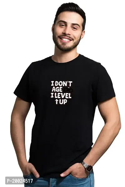 NO CUFF I Don't Age I Level Up Men's Black T-Shirt, Essential-T Cotton Graphic T-Shirt Our Best Short Sleeve Tee Super Soft Cotton Novelty T-Shirt, Sarcastic Casual Regular Fit T-Shirt (Medium)-thumb0