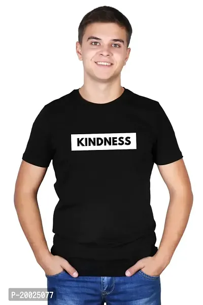 NO CUFF Kindness Men's Black Half Sleeve Casual Regular Fit T-Shirt (M)-thumb0