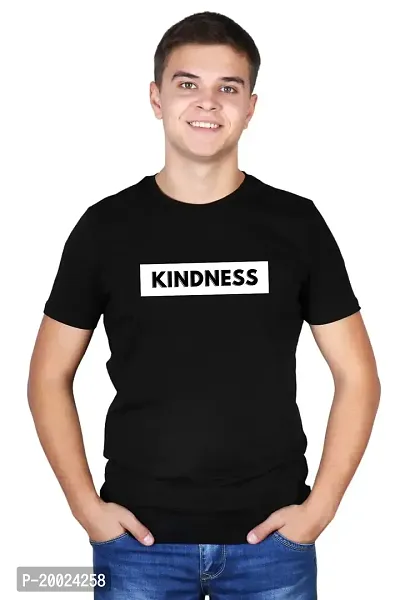 NO CUFF Kindness Men's Black Half Sleeve Casual Regular Fit T-Shirt (XL)-thumb0