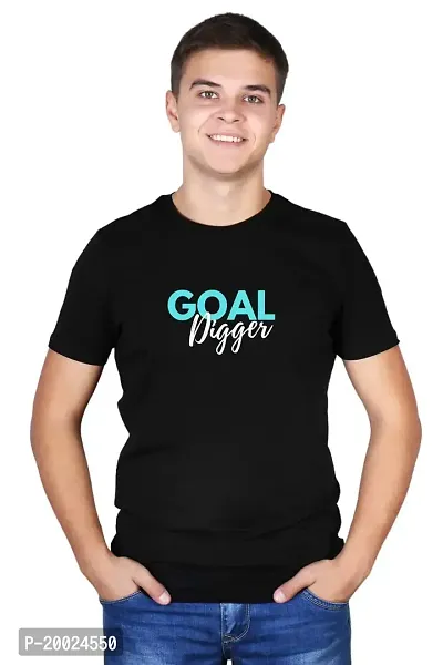 NO CUFF Goal Digger Men's Black Half Sleeve Casual Regular Fit T-Shirt (S)