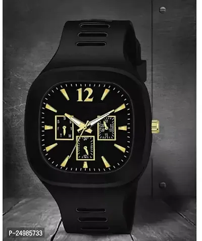 Stylish Black Rubber Analog Watch For Men