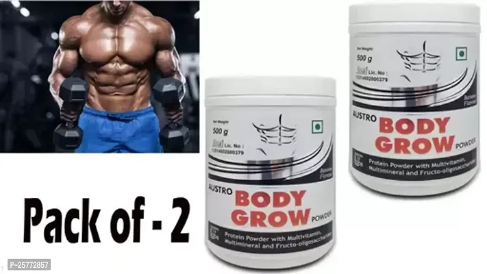 BODY GROW PROTEIN POWDER ( Banana Flavour ) 500gm Pack of - 2