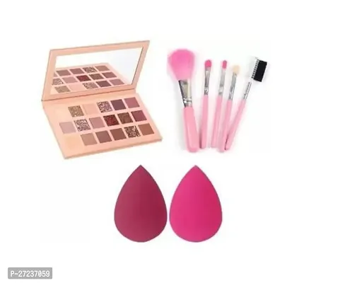 Sheny Makeup Kit For Girls, The New Nude Edition Eyeshadow Palette, 5Pcs Eye Shadow, Blush, Eyebrow Comb And Lip Makeup Brushes Set And 2Pcs Premium Blender Sponge Puff (8 Items In The Set)-thumb0