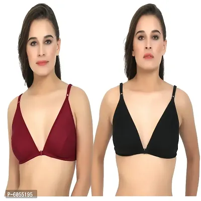 Buy Comfy Combo of 2 Front Open And Remove Bra (maroon And Black