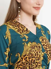 Elegant Green Polyester Geometric Print Top For Women-thumb4