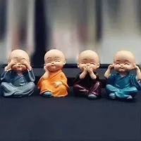 HOMOM Small Baby  Buddha Showpiece for Home Deacute;cor Set of 4 Pcs (Pack of 1)-thumb2