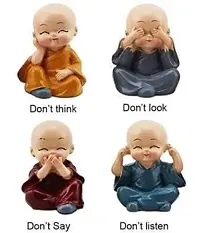 HOMOM Small Baby  Buddha Showpiece for Home Deacute;cor Set of 4 Pcs (Pack of 1)-thumb1