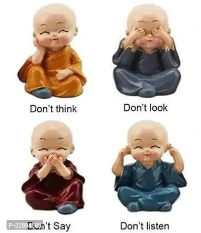 HOMOM Small Baby  Buddha Showpiece for Home Deacute;cor Set of 4 Pcs (Pack of 1)-thumb2