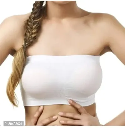 V. Fashion Women Strapless Cotton Silk Non Padded and Non Wired Bandeau Tube Bra-thumb0
