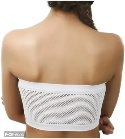 V. Fashion Women Strapless Cotton Silk Non Padded and Non Wired Solid Bandeau Tube Bra-thumb2