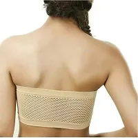 V. Fashion Women Strapless Cotton Silk Non Padded and Non Wired Solid Bandeau Tube Bra-thumb1