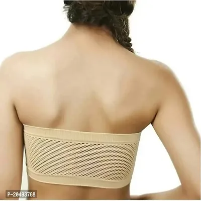 V. Fashion Women Strapless Cotton Silk Non Padded and Non Wired Solid Bandeau Tube Bra-thumb2