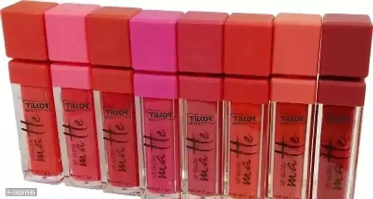 Long Lasting Smudge Proof Lipstick , Non Transfer Me Girl Set Of 8 -Red Mix, 80 Ml-thumb0